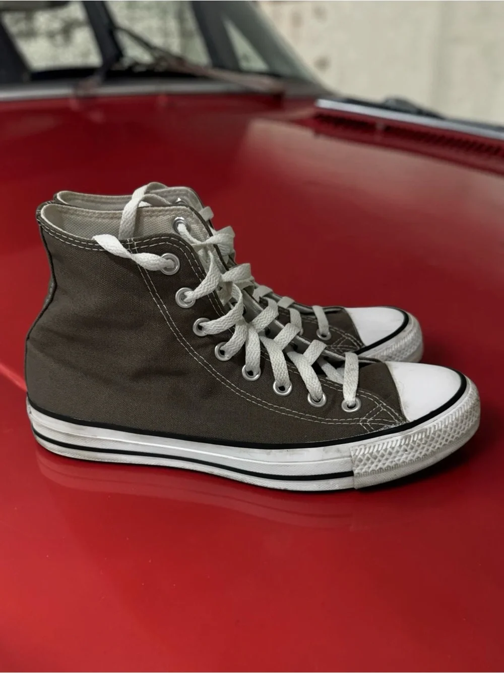 Converse Chuck Taylor High-Top Canvas Sneakers in Grey with White Accents - Picture 2 of 8